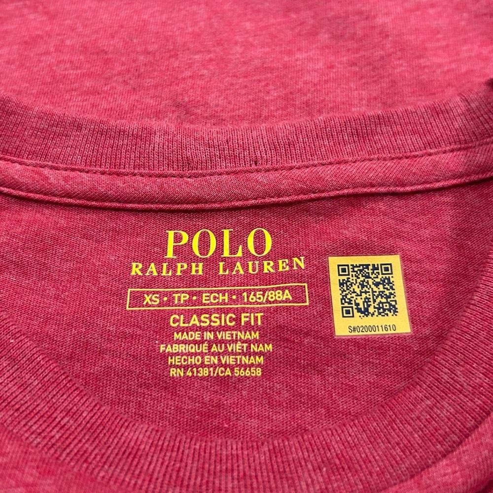 Polo Ralph Lauren Mens XS Classic Fit Pocket T-Shirt Heather Red Navy Pony Logo - Picture 6 of 7